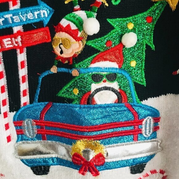 Holiday Time North Pole Black Christmas Sweater Size 2X - Picture 3 of 6
